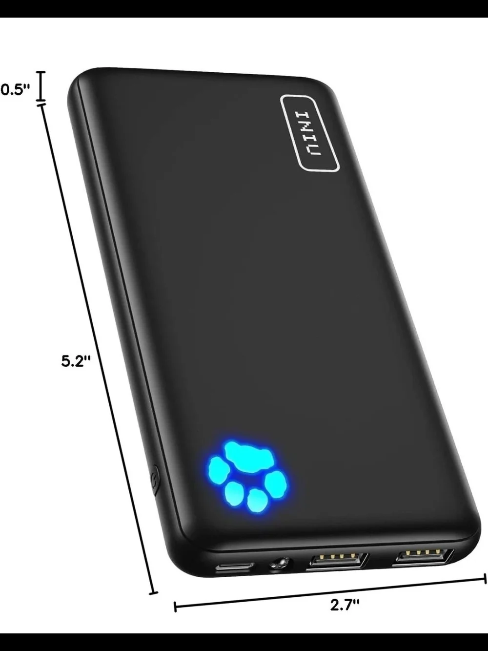 Black Portable Power Bank Charger - 10000mAh